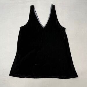 CP Shades Womens Black Velvet Silk Blend V-Neck Tank Top Sleeveless Medium USA